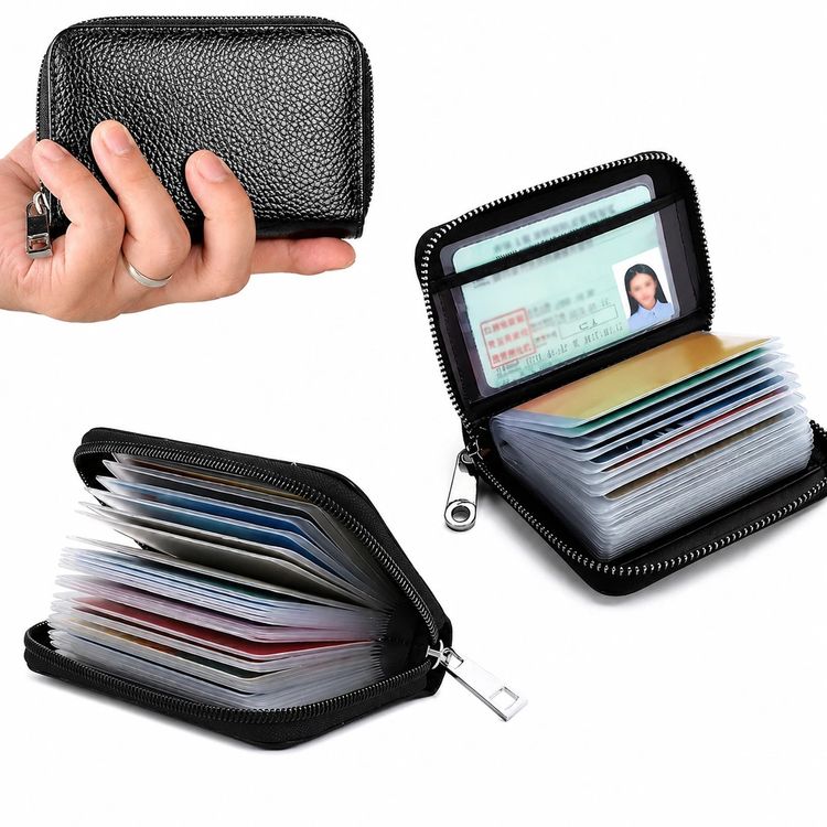 Black Zippered Card Holder Wallet image 1